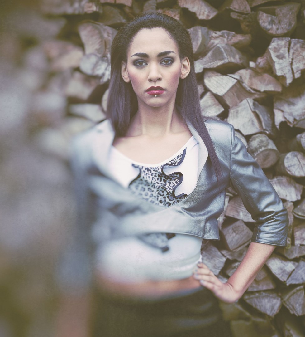 Metallic Silver Ballet jacket worn with the ruffle crop top in white with grey leopard.
