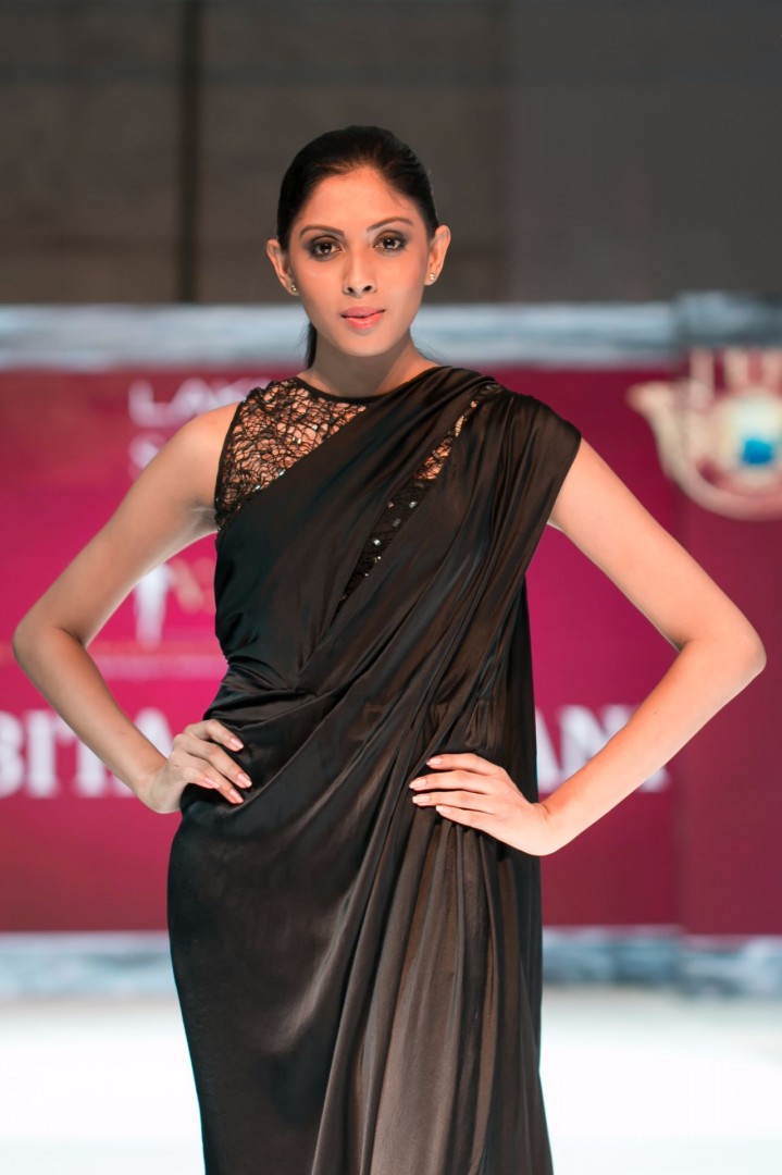 Model poses during 'Lakme Fashion Week - 2016' at The Kingsbury Hotel, Colombo, Sri Lanka