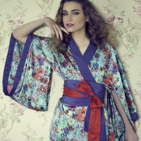 silk kimono and matching shorts